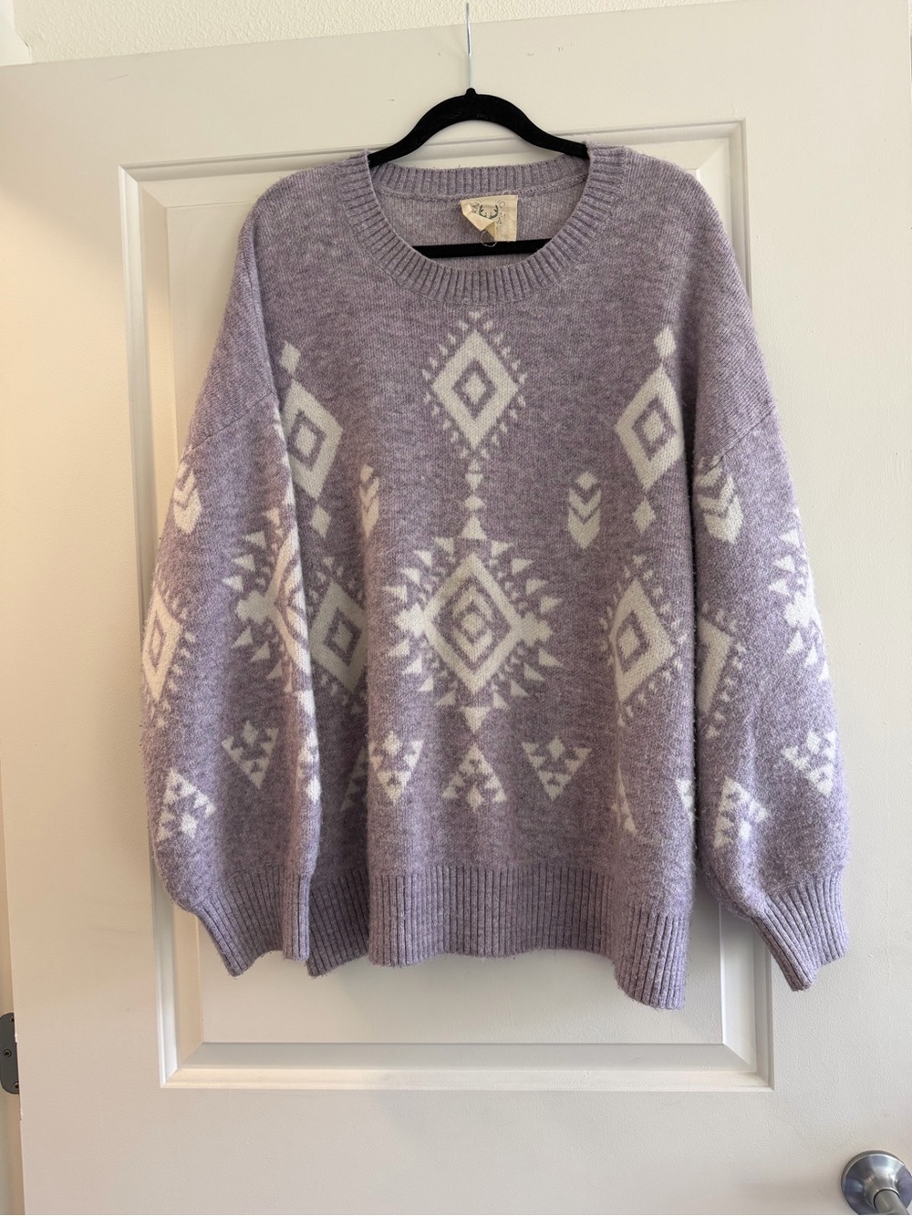 Cozy Lavender Aztec Crewneck Sweater